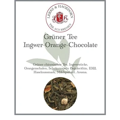 Abbildung von Lerbs &amp; Hagedorn, Grüner Tee Ingwer Orange Chocolate 250g (Ca. 20 Liter) Ingwerstücke, Orangenschalen, Schokoraspeln