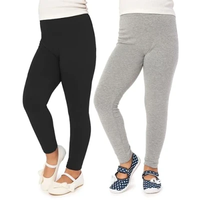 Abbildung von Merry Style Mädchen Lange Leggings aus Viskose 2 Pack MS10 130 (Schwarz/Melange (2Pack), 110 cm)