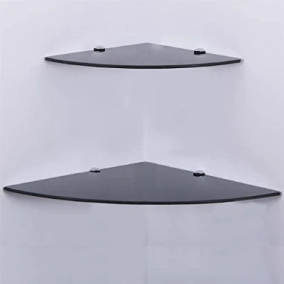 Abbildung von Euro Tische Glas Eckregal 35x35cm, Wandregal für Badezimmer, Duschregal Bad, Badregal mit 6mm ESG Sicherheitsglas, Verschiedene Größen (Schwarz)