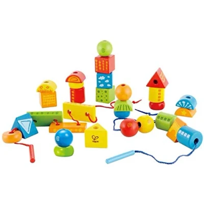 Abbildung von Hape Spielbausteine Fädelklötze, (Set, 32 St), aus Holz