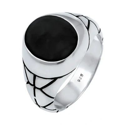 Abbildung von Kuzzoi Emaille OVAL Ring silvercoloured, Herren, Größe: 62, Silver coloured