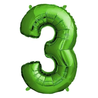 Abbildung von envami® Deko 3 Geburtstag Junge Grün 101CM Ballon Zahl Luftballon 3. Zahlen Geburtstagsdeko Folienballon Jahre fliegt mit Helium