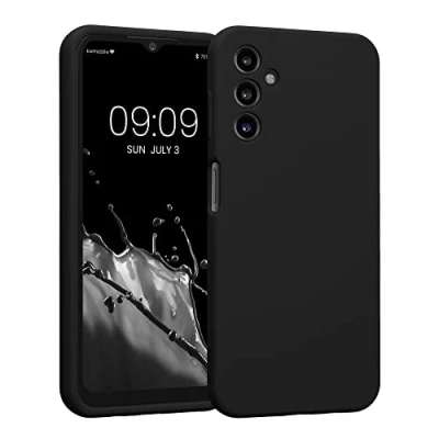 Abbildung von kwmobile Handyhülle kompatibel mit Samsung Galaxy A14 5G Hülle gummierte Handy Case aus Silikon in Schwarz
