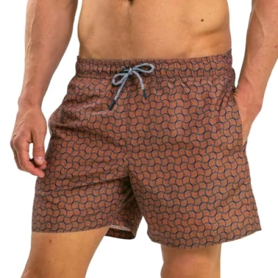 Abbildung von RIPT Herren Essentials Quick Dry UV 50 Sonnenschutz Badeshorts Badehose, Orange Swirl Druck, L