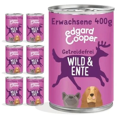 Abbildung von Edgard &amp; Cooper Nassfutter für Hunde (Wild Ente, 400g x 6), Getreidefrei, natürliche Zutaten und frisches Fleisch, voller essentieller Aminosäuren