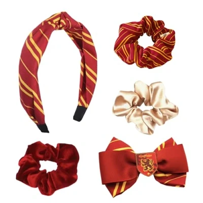 Abbildung von Harry Potter Haarschmuck für Mädchen, Gryffindor Design, Inklusive Haargummis, Schleifenclip und Stirnband, Hogwarts Geschenk Rot