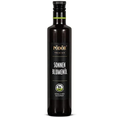 Abbildung von PÖDÖR Bio Sonnenblumenöl kaltgepresst naturbelassen ungefiltert (500ml)