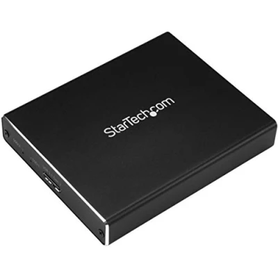Abbildung von StarTech.com SSD Festplattengehäuse für zwei M.2 Festplatten USB 3.1 Type C Kabel Case zu 2x M2 Adapter