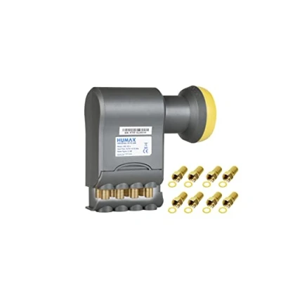 Abbildung von HUMAX Digital Octo LNB Gold, Satelliten universal LNB, LTE Filter, 8 Teilnehmer inkl. Wetterschutzhülle und vergoldete F Stecker, für digitales Fernsehen in HD, Full HD 4K UHD, schwarz/gelb