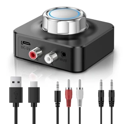 Abbildung von NEUTYPECHIC Bluetooth Empfänger für Stereoanlage, 5.0 Adapter Dual AUX Klinke 3.5 mm &amp; Cinch Audio Receiver Lautsprecher Verstärker und Autoradio