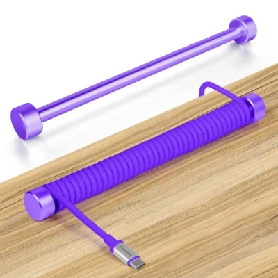 Abbildung von Custom Spiral Tastaturkabel Kabel Metall Winder, Solide Festen Stab für Gewickelte USB C Kabel, Spule Dekorative Mechanische Gaming Tastatur, Eloxierte Oberfläche, Aviator Lila