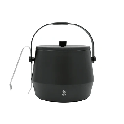 Abbildung von Leopold Vienna Kleiner schwarzer doppelwandiger Eisbehälter 1 Liter mit Zange isolierender Eimer hält EIS optimal kühler, 149x205x180mm