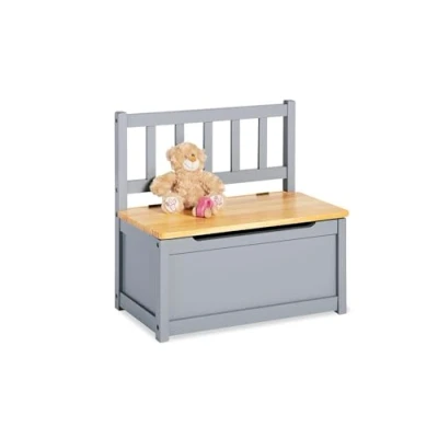Abbildung von Pinolino Kindertruhenbank Fenna, vollmassives Kiefernholz, mit Klappendämpfer, Sitzhöhe 29 cm, für Kinder ab 2 J., grau und klar lackiert