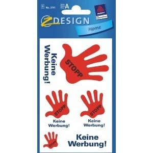 Abbildung von 10 x Avery Zweckform Hinweis Etikett &#039;STOP keine Werbung!&#039; VE=5 Stück