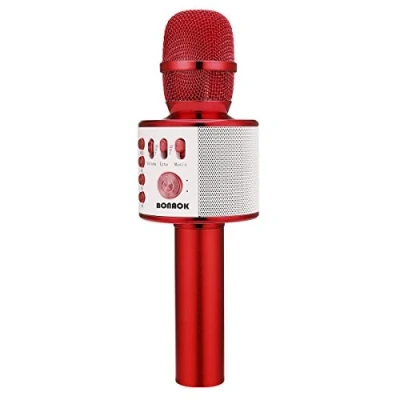 Abbildung von BONAOK Wireless Bluetooth Karaoke Mikrofon Kinder,Tragbares 3 in 1 Karaoke, Home Party Ktv Microphone Lautsprecher für iPhone/Android Smartphone (Rot)