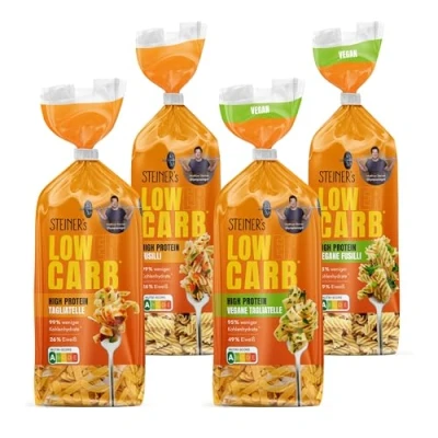 Abbildung von STEINER&#039;s Low Carb High Protein Nudeln Pasta Probier Box mit Fusilli (250g), Tagliatelle vegane (250g) Kohlenhydratreduzierte Diät Keto Lebensmittel