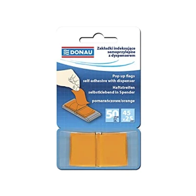 Abbildung von DONAU 7558001PL 07 Index Tabs Sticker Lesezeichen Haftstreifen/Mini Haftmarker aus 60 μm PP Folie/ 12x45mm, 1x50 Stück/ Textmarker Streifen Beschreibbare/ Farbe: Orange