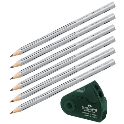 Abbildung von Faber Castell Doppelspitzdose SLEEVE (Dunkelgrün, 6 Stifte Jumbo B + Spitzdose)