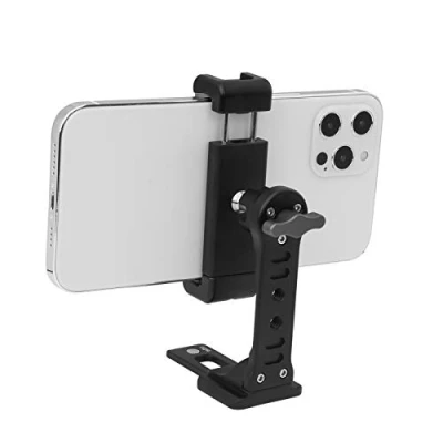 Abbildung von Metall Stativhalterung mit Kaltschuh, 360 Grad drehbarer Kugelkopf, Handy Stativhalterung, Desktop Telefonständer, kompatibel iPhone 13, 12, 11 Pro Max, Samsung Smartphone Halterungen, Halterung