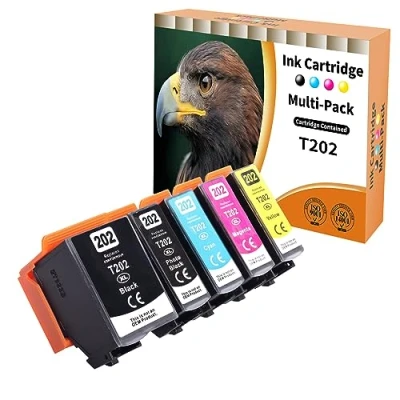 Abbildung von 202XL Druckerpatronen Ersatz für Epson 202 XL Kompatibel Expression Premium XP 6100 6000 6105 6001 6005(1 Schwarz,1 Foto Schwarz, 1 Cyan, Magenta,1 Gelb)