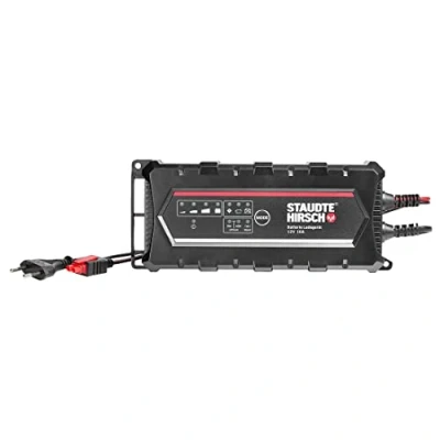 Abbildung von STAUDTE HIRSCH Batterie Ladegerät SH 3.150 12V 10A, mehrstufiges Ladeverfahren, für Autobatterie, Motorradbatterie, Blei , Lithium und Calcium Akku, Erhaltungsladegerät
