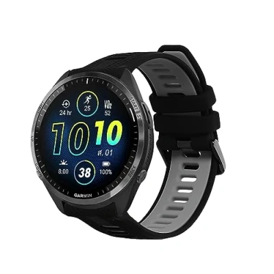 Abbildung von kwmobile Ersatzarmband kompatibel mit Garmin Forerunner 965/955 / 945/745 Armband Fitnesstracker Band aus Silikon in Schwarz Grau