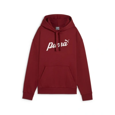 Abbildung von Puma Script Hoodie Kapuzenpullover, Damen, Größe: Small, Intense red/white rubber