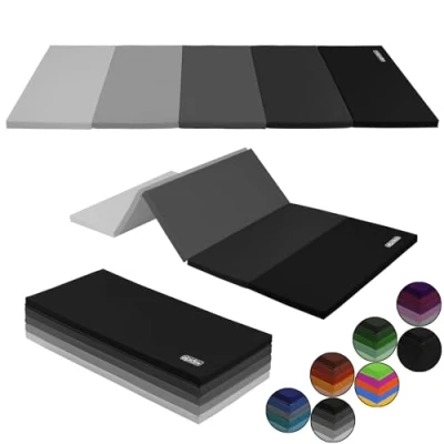 Abbildung von ALPIDEX Turnmatte klappbare Weichbodenmatte 185 x 78 3,2 cm Gymnastikmatte Sportmatte für zuhause Kinder Erwachsene, Farbe:grau