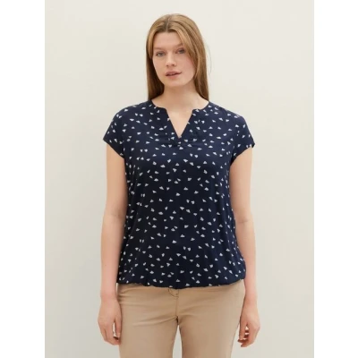 Abbildung von TOM Tailor Tshirt print, Damen, Größe: 52, Navy minimal print