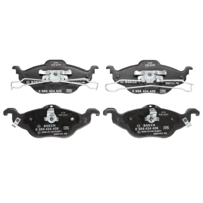 Abbildung von BOSCH 0 986 424 456 Bremsbelagsatz Low Metallic mit akustischer Verschleißwarnung Kolbenclip OPEL: Astra G Classic Schrägheck, Limousine
