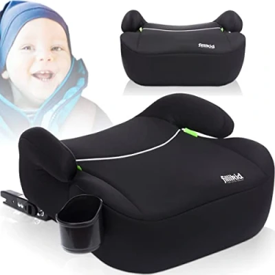 Abbildung von Sitzerhöhung i Size Norm Isofix Kinder Auto Sitz Gruppe 3 125 150 cm Körpergröße ECE R129 (SCHWARZ)