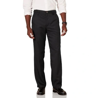 Abbildung von Amazon Essentials Herren Flatfront Anzughose mit Erweiterbarem Bund, Klassisch Geschnitten, Schwarz, 36W / 33L