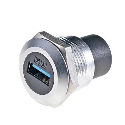 Abbildung von HangTon USB 3.0 Kupplung, wasserdicht, Rundstecker, Inline Kabel, Chassis Buchse auf Buchse, Verlängerung, IP65 Schottkopf Pass Through