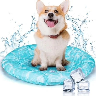 Abbildung von Nobleza kühlmatte Hunde Katzen, Kühldecke für Hund, Kühlende Decke Bett Haustier, Hundekühlmatte Selbstkühlend, Kühlkissen Sommer, Kühlbett mit Ungiftigem Gel, Orbicular, M, 72CM