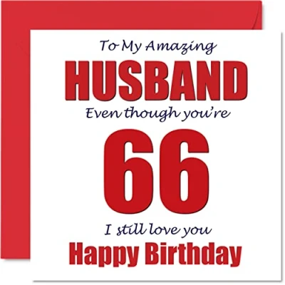 Abbildung von Lustige Geburtstagskarte zum 66. Geburtstag für Ehemann 66 I Still Love You Happy Karte von Ehefrau Partner Sixty Sixth Hubby Banter Geschenke 145 mm x Witz Humor Grußkarten