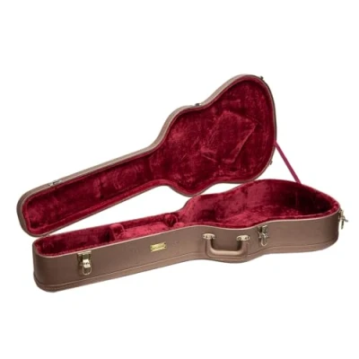 Abbildung von Crossrock Designer Serie Universeller Holzkoffer für 4/4 Klassikgitarren Sicherheitsschloss, Metallfüße, Ablageplatz Schokoladenbraun (CRW520CCB)