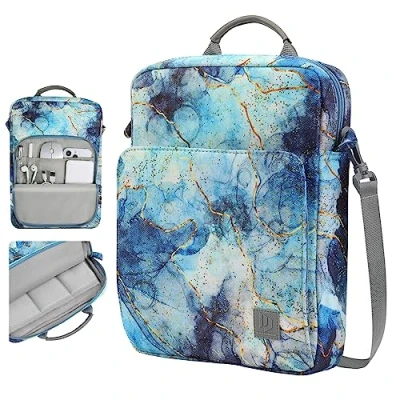 Abbildung von Dadanism 9 11 Zoll Tablet Tasche mit Schultergurt &amp; Tragegriff für iPad 10,2 9/8/7. Gen, Pro 2024 2018, Air 11&quot; 2024, 5/4 10,9 10. Galaxy Tab A9+/S9 FE/A8, Marmor Blau