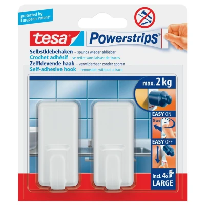 Abbildung von tesa Klebehaken POWERSTRIPS Large Classic Weiß Inhalt: 2 St., (POWERSTRIPS)