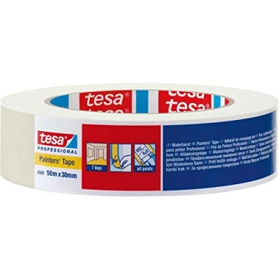 Abbildung von tesa Maler Krepp 4348 Standard Papierabdeckband, 30 mm x 50m leicht gekreppt, ermöglicht die Herstellung leichterer Ab 1 Stück (04348 00017 03)