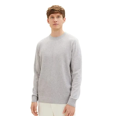 Abbildung von TOM Tailor MIT Struktur Strickpullover, Herren, Größe: XXL, Grey heather melange