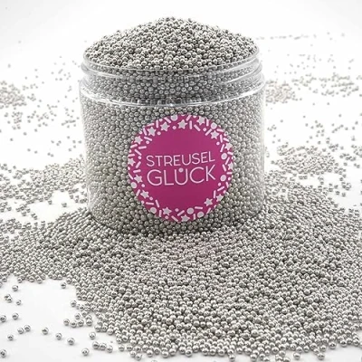 Abbildung von Streusel Glück Just Pure silber 180g Nonpareilles Zuckerperlen Zuckestreusel Kindergeburtstag Weihnachten Tortendeko Cupcakes Muffins Christmas Kuchenstreusel Plätzchen Torte