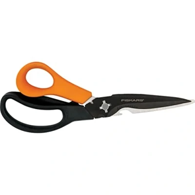Abbildung von Fiskars Mehrzweckschere, Länge: 23 cm, Rostfreie Stahl Klingen/Kunststoff Griffe, Schwarz/Orange, Solid, SP 341, 1063329