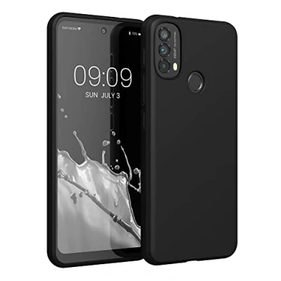 Abbildung von kwmobile Hülle kompatibel mit Motorola Moto E40 weiches TPU Silikon Case Cover geeignet für kabelloses Laden Schwarz matt