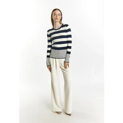 Abbildung von Dreimaster Strickpullover, Damen, Größe: XS/S, Marine wollweiss
