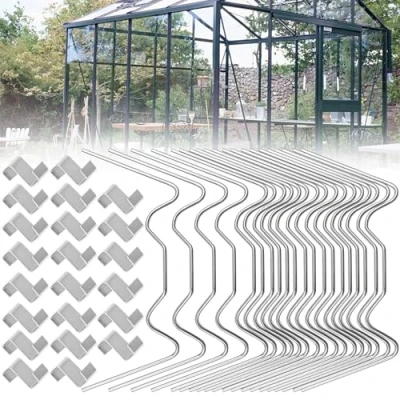 Abbildung von THATSRAD 100 Stück Gewächshaus Klammern Gewächshausklammern Edelstahl Gewächshausclips W Rostfreier Stahl Ersatzteile für 80*35mm Gewächshausplatten Hohlkammerplatte Glashaus