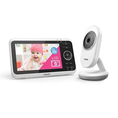 Abbildung von VTech Babymonitor VM350 Video Babyphone Mit beweglicher Kamera Klarer Sound, LCD Farbbildschirm und Nachtsichtfunktion Gegensprechfunktion, Schlafliedern Geräuschen