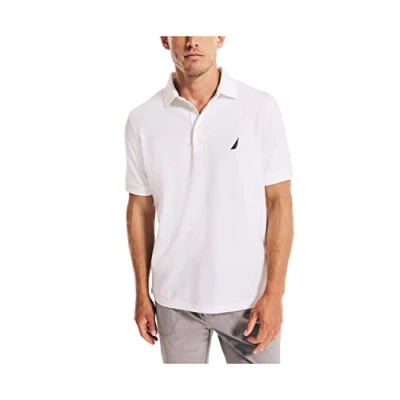 Abbildung von Nautica Herren Poloshirt aus Baumwoll Piqué, kurzärmelig Polohemd, Bright White, XL