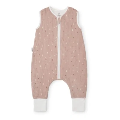Abbildung von Ehrenkind® Baby Sommerschlafsack mit Füßen Musselin aus weicher OEKO TEX zertifizierter Bio Baumwolle Sommer Schlafsack 1 TOG Gr. 70 Farbe Rose Tropfen