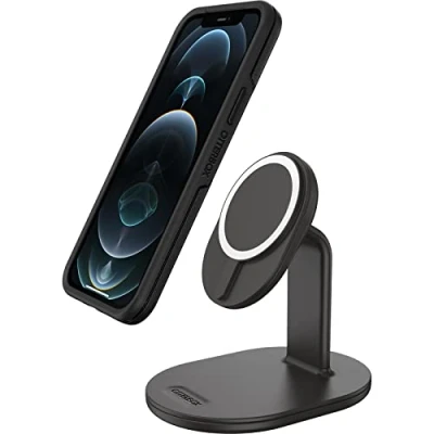 Abbildung von OtterBox kabellose MagSafe Ladestation, starke magnetische Ausrichtung und Befestigung mit MagSafe, schlanke Ladelösung für iPhone, Schwarz