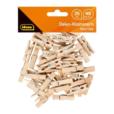 Abbildung von Idena Wäscheklammern Miniaturklammern aus Holz, 48 Stück, ca. 3,5 cm lang, zum Basteln